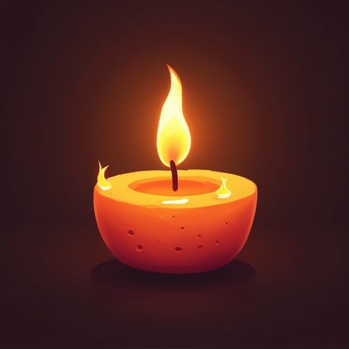 Warmly burning candle