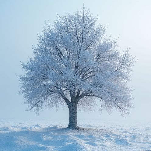 Frost-covered tree