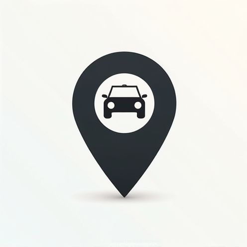 Map pin with car