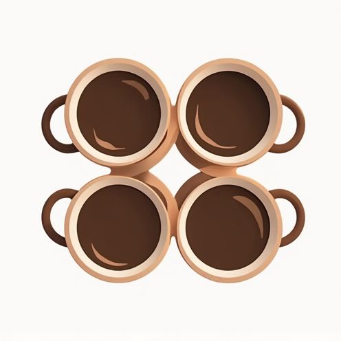 Four coffee mugs connected at the handles