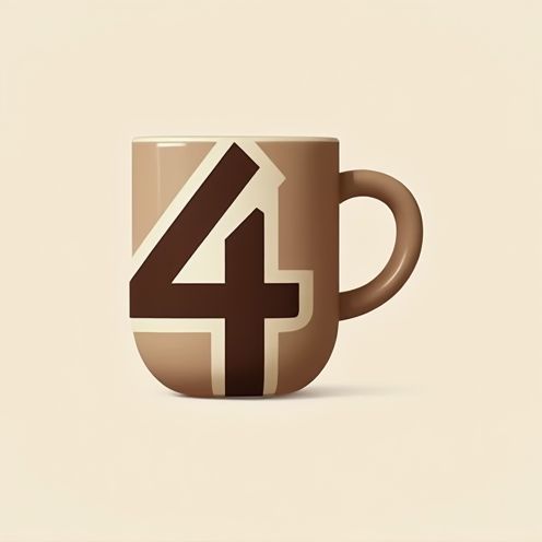 Number '4' integrated into a coffee mug shape