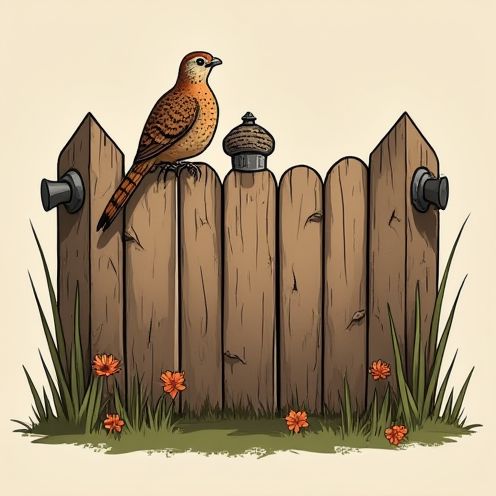 Rustic fence with quail