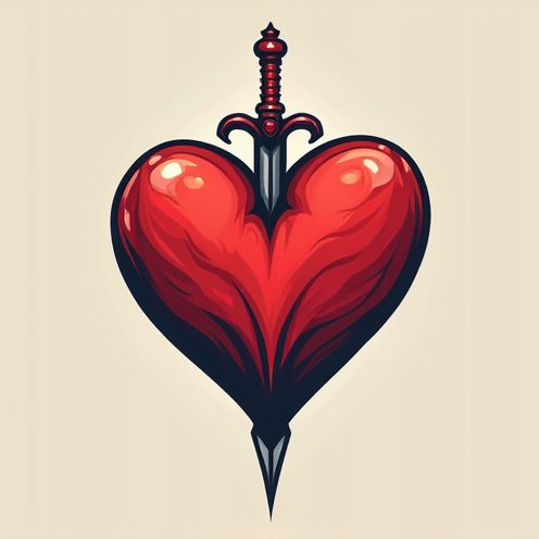 Heart with dagger