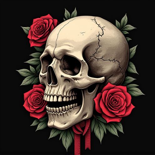 Skull with roses