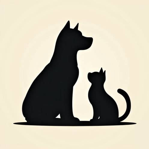 Silhouette of a Dog and Cat