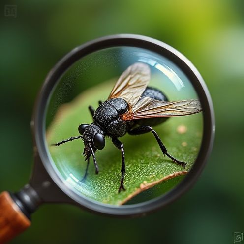 Magnifying glass over a pest